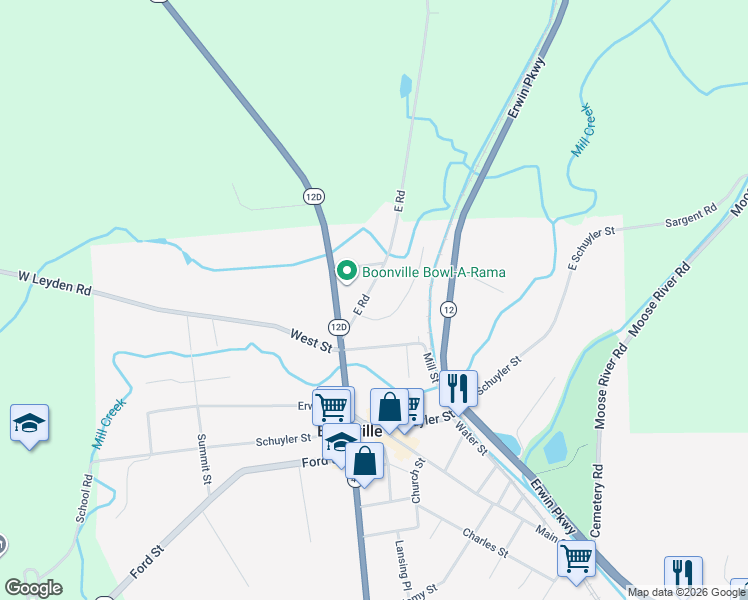 map of restaurants, bars, coffee shops, grocery stores, and more near 103 Belle Isles Pl in Boonville