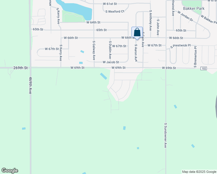 map of restaurants, bars, coffee shops, grocery stores, and more near 46947-46973 County Highway 102 in Sioux Falls