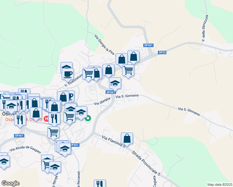 map of restaurants, bars, coffee shops, grocery stores, and more near 10 Via San Gennaro in Osimo