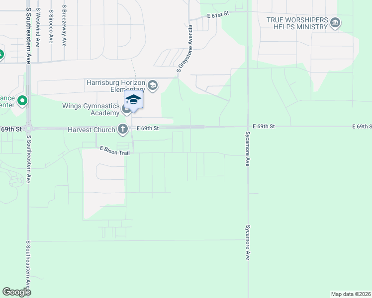 map of restaurants, bars, coffee shops, grocery stores, and more near 47697-47699 East 69th Street in Sioux Falls