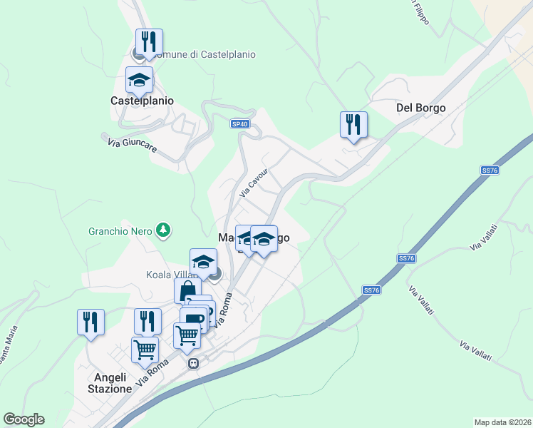 map of restaurants, bars, coffee shops, grocery stores, and more near 2 Via Fratelli Rosselli in Macine-borgo Loreto