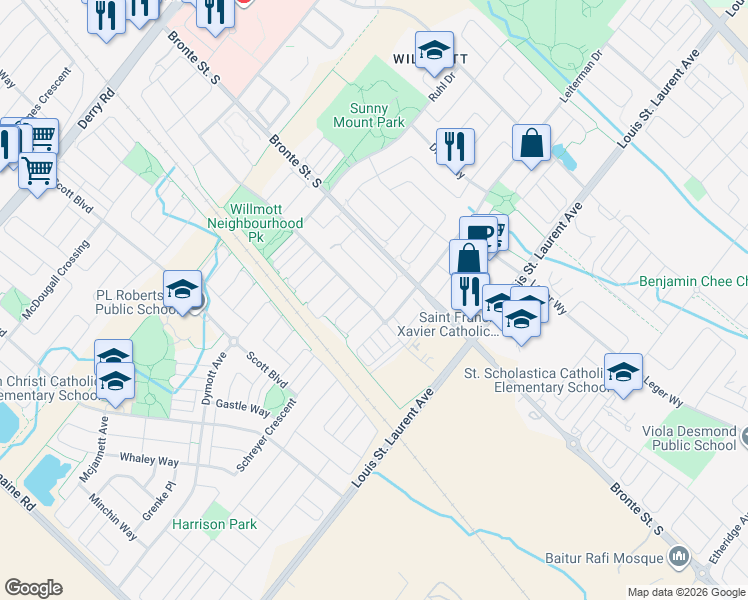 map of restaurants, bars, coffee shops, grocery stores, and more near 981 Asleton Boulevard in Milton