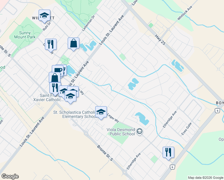 map of restaurants, bars, coffee shops, grocery stores, and more near in Milton