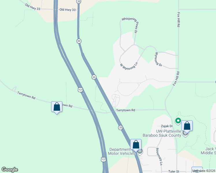 map of restaurants, bars, coffee shops, grocery stores, and more near E11012A Pine Acres Drive in Baraboo