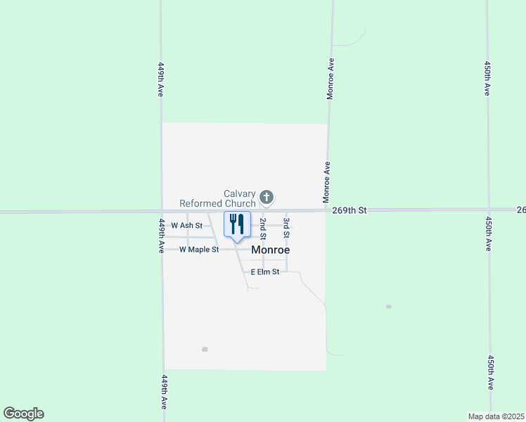 map of restaurants, bars, coffee shops, grocery stores, and more near County Highway 10 in Monroe