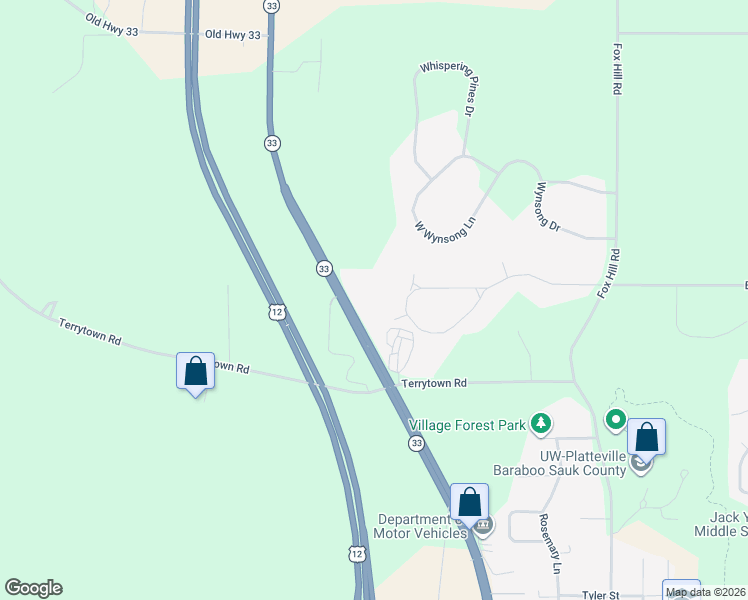 map of restaurants, bars, coffee shops, grocery stores, and more near E11012A Pine Acres Drive in Baraboo