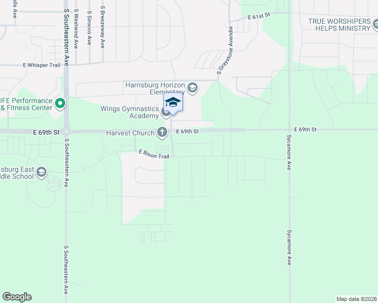 map of restaurants, bars, coffee shops, grocery stores, and more near 6200 South Badlands Avenue in Sioux Falls