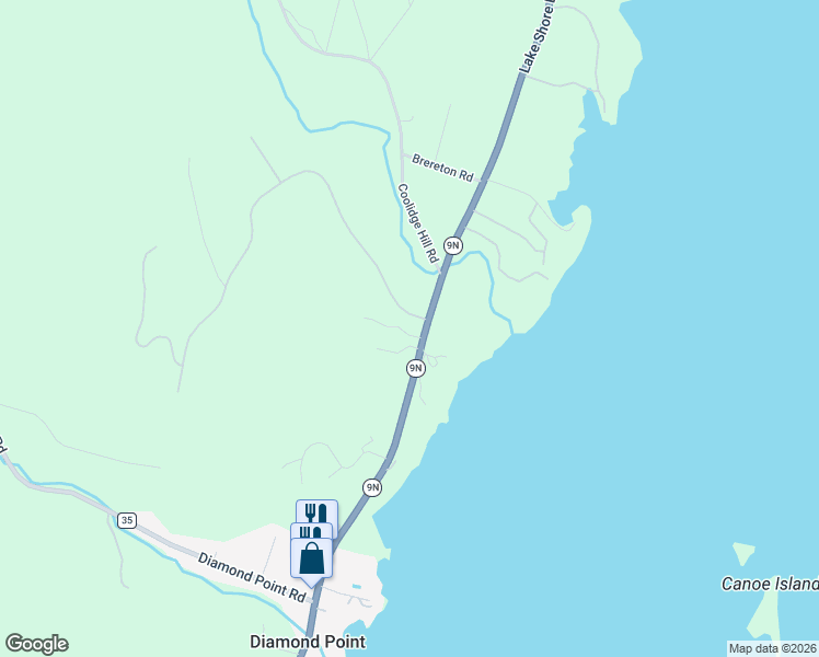 map of restaurants, bars, coffee shops, grocery stores, and more near 4 Canoe Lane in Diamond Point