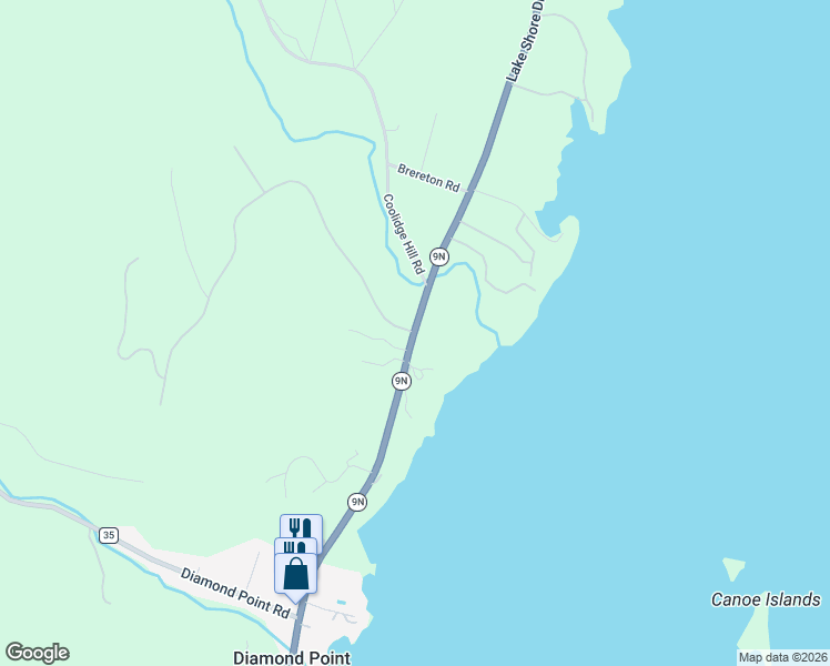 map of restaurants, bars, coffee shops, grocery stores, and more near 4 Canoe Lane in Diamond Point