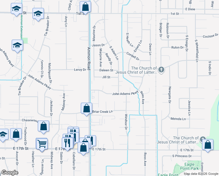 map of restaurants, bars, coffee shops, grocery stores, and more near 3654 Ellendale Circle in Ammon