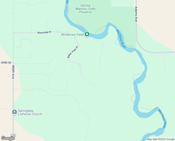 map of restaurants, bars, coffee shops, grocery stores, and more near 26919-26921 Baker Park Place in Sioux Falls