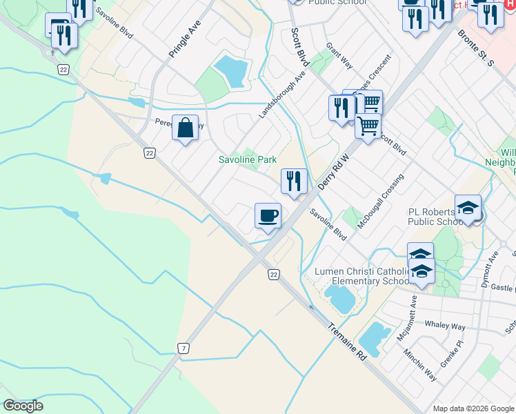 map of restaurants, bars, coffee shops, grocery stores, and more near 465 Nairn Circle in Milton