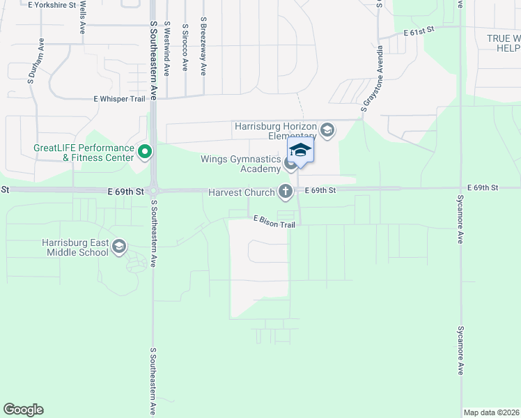 map of restaurants, bars, coffee shops, grocery stores, and more near 3501 East 69th Street in Harrisburg