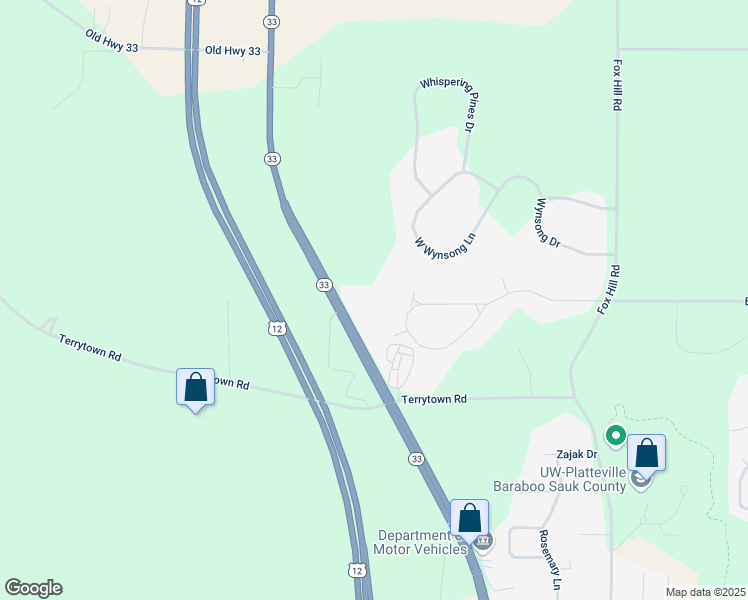 map of restaurants, bars, coffee shops, grocery stores, and more near E11012A Pine Acres Drive in Baraboo