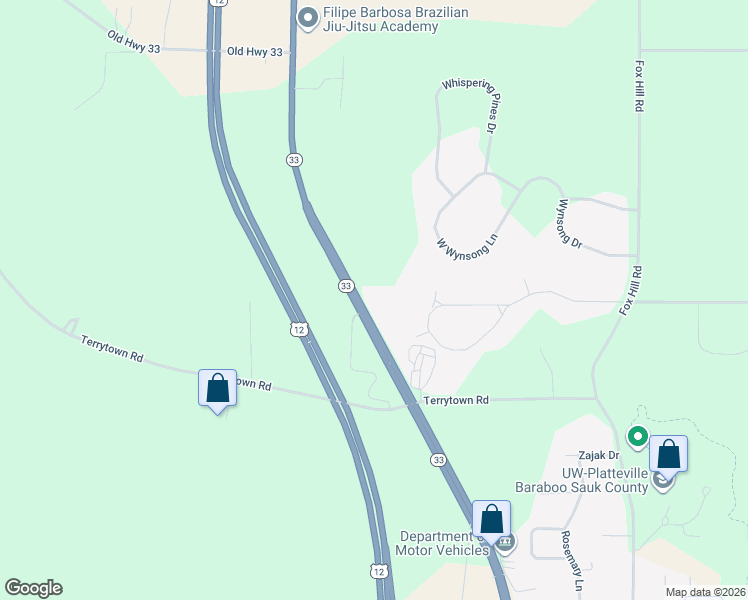 map of restaurants, bars, coffee shops, grocery stores, and more near 1500 West Pine Street in Baraboo