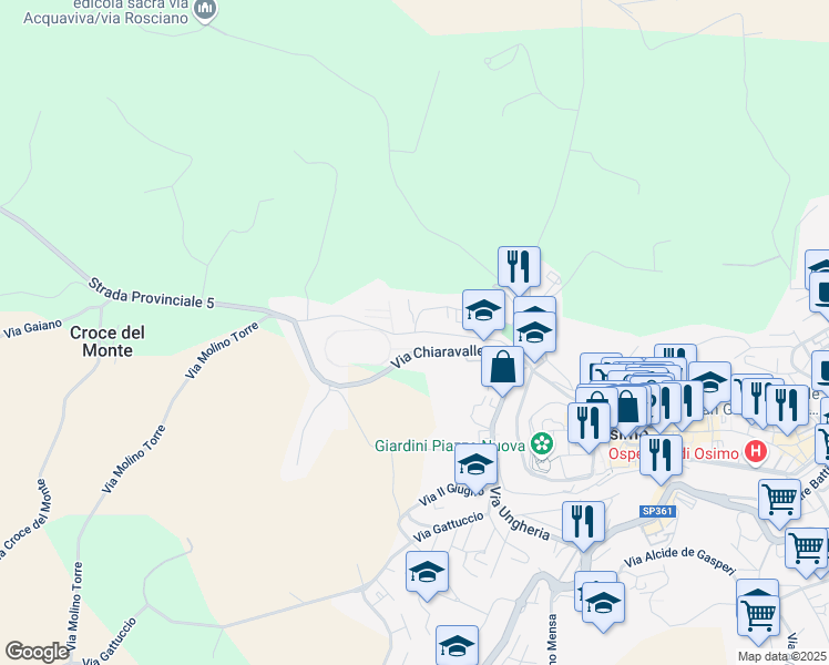 map of restaurants, bars, coffee shops, grocery stores, and more near 88 Via Fratelli Cervi in Osimo