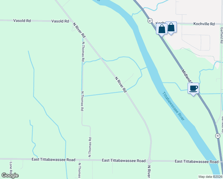 map of restaurants, bars, coffee shops, grocery stores, and more near 5555 North River Road in Freeland