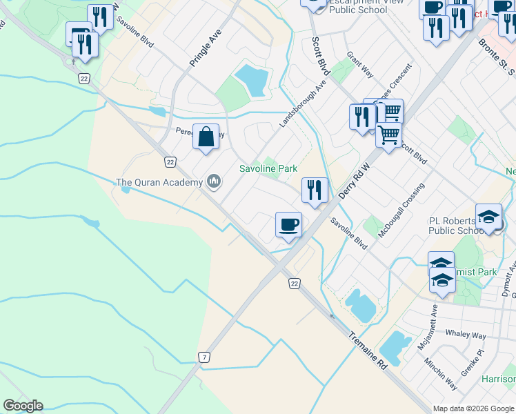 map of restaurants, bars, coffee shops, grocery stores, and more near 610 Nairn Circle in Milton