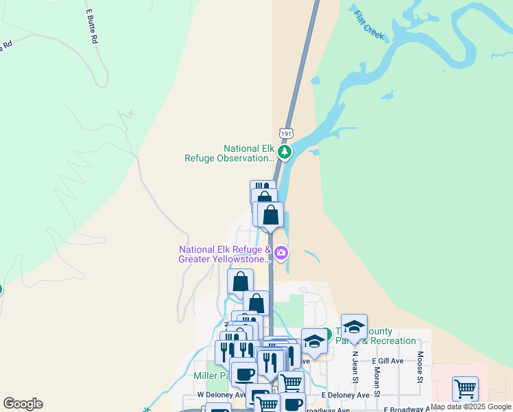 map of restaurants, bars, coffee shops, grocery stores, and more near 571 Wyoming 22 in Jackson