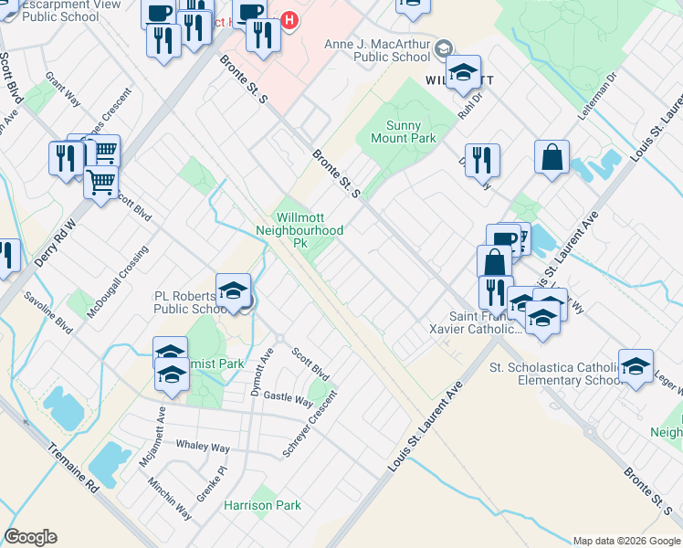 map of restaurants, bars, coffee shops, grocery stores, and more near 24 Suitor Court in Milton