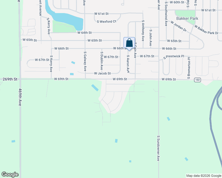 map of restaurants, bars, coffee shops, grocery stores, and more near 7005 West Gresford Place in Sioux Falls