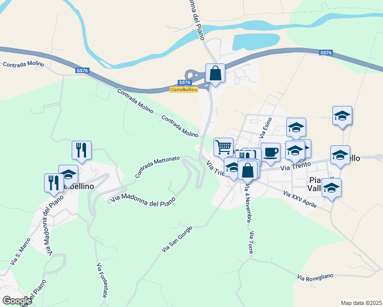 map of restaurants, bars, coffee shops, grocery stores, and more near 35 Via Molino in Pianello