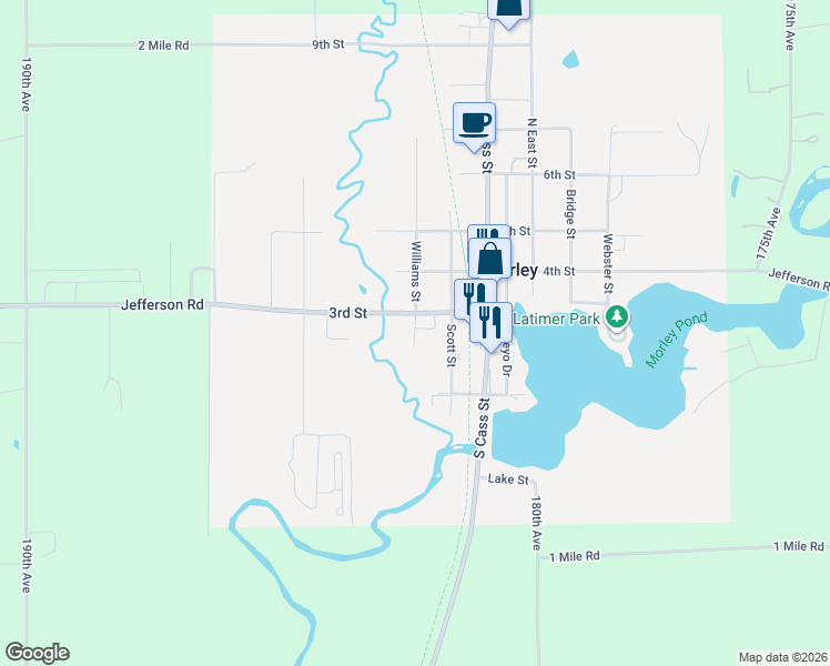 map of restaurants, bars, coffee shops, grocery stores, and more near 260 Williams Street in Morley