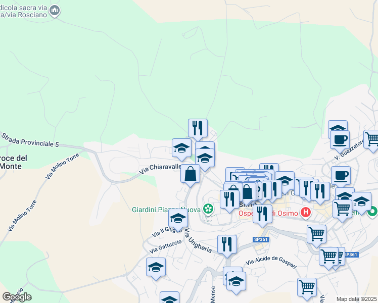 map of restaurants, bars, coffee shops, grocery stores, and more near 26 Via Fratelli Cervi in Osimo