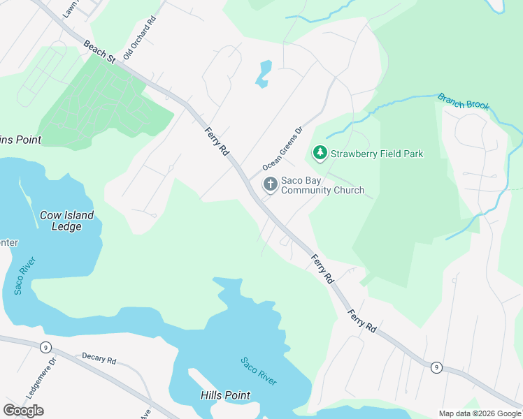 map of restaurants, bars, coffee shops, grocery stores, and more near 141 Ferry Road in Saco