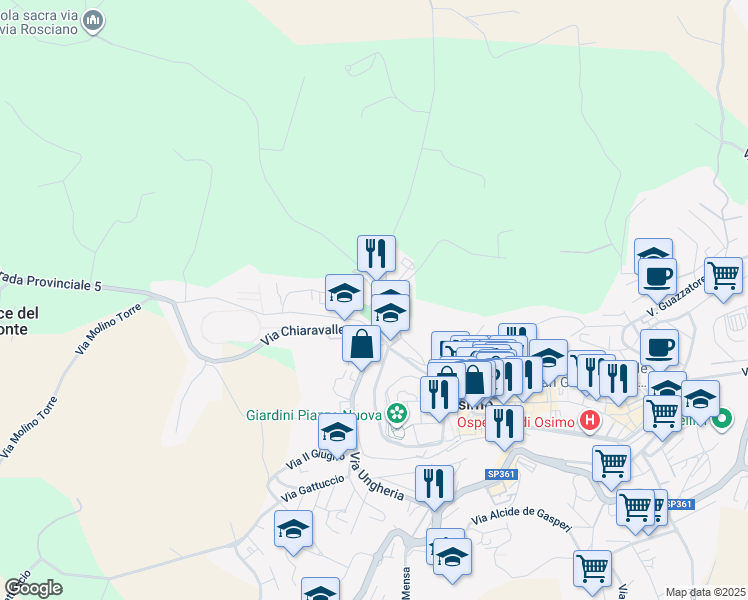 map of restaurants, bars, coffee shops, grocery stores, and more near 26 Via Fratelli Cervi in Osimo