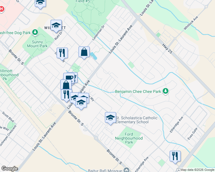 map of restaurants, bars, coffee shops, grocery stores, and more near in Milton