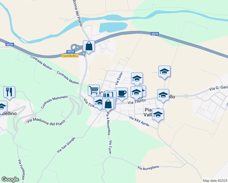 map of restaurants, bars, coffee shops, grocery stores, and more near 3 Via Antonio Gramsci in Pianello Vallesina
