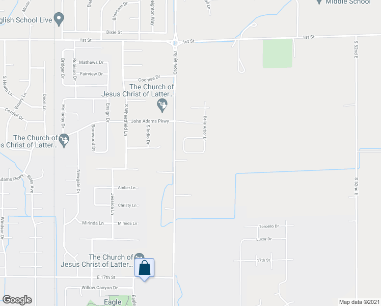 map of restaurants, bars, coffee shops, grocery stores, and more near 4553 Tranquil Drive in Idaho Falls