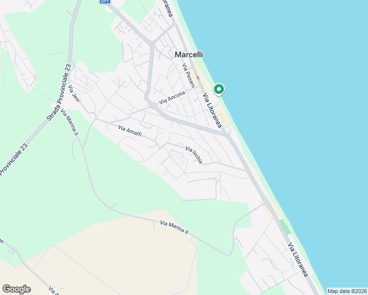 map of restaurants, bars, coffee shops, grocery stores, and more near 36 Via Ischia in Marcelli