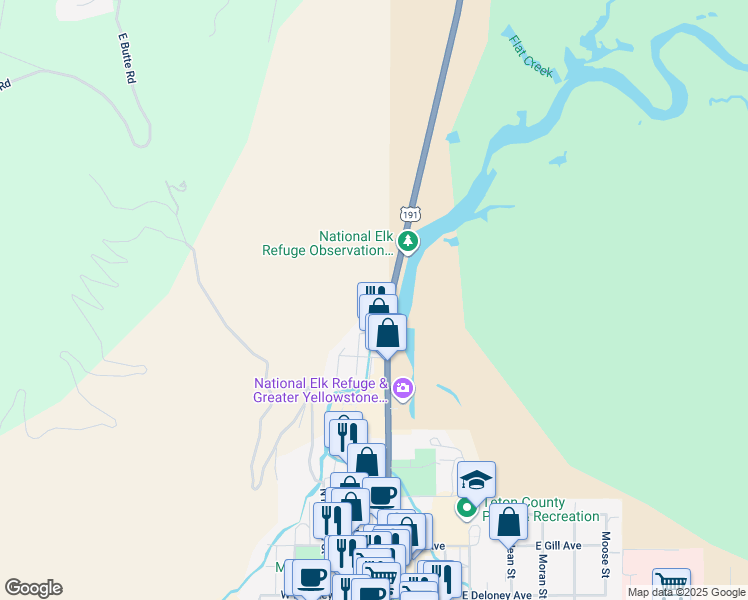 map of restaurants, bars, coffee shops, grocery stores, and more near 571 Wyoming 22 in Jackson