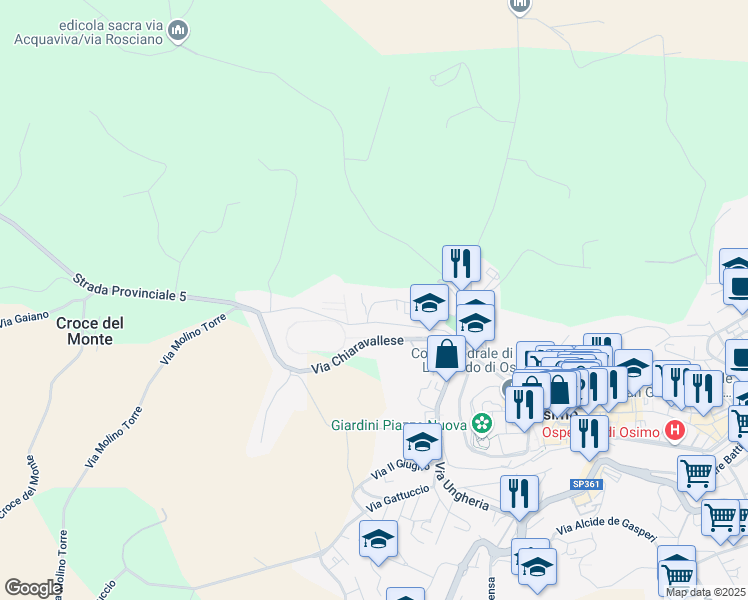 map of restaurants, bars, coffee shops, grocery stores, and more near 88 Via Fratelli Cervi in Osimo