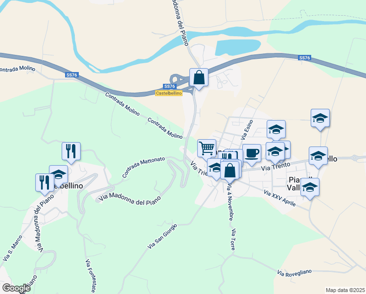 map of restaurants, bars, coffee shops, grocery stores, and more near 35 Via Molino in Pianello