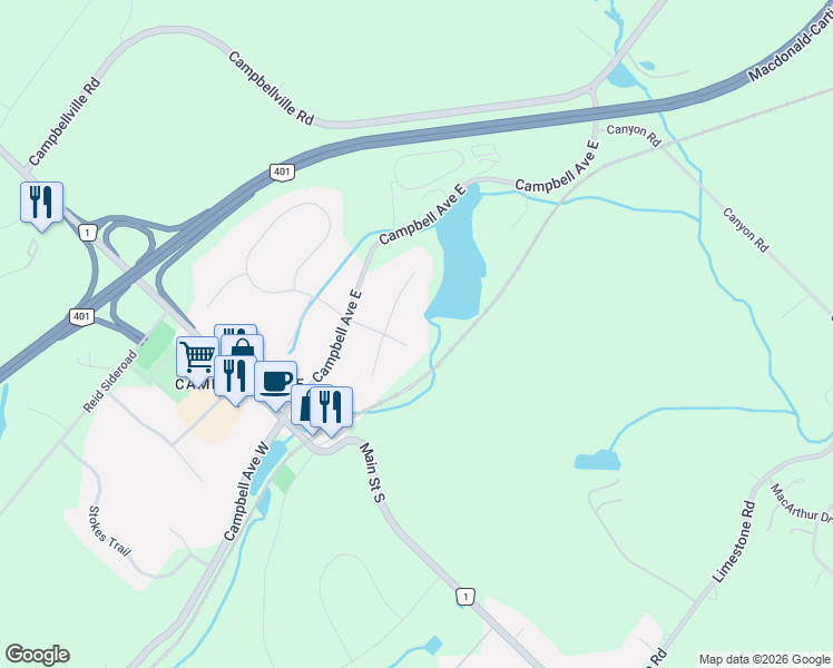 map of restaurants, bars, coffee shops, grocery stores, and more near 69 Glenda Jane Drive in Milton