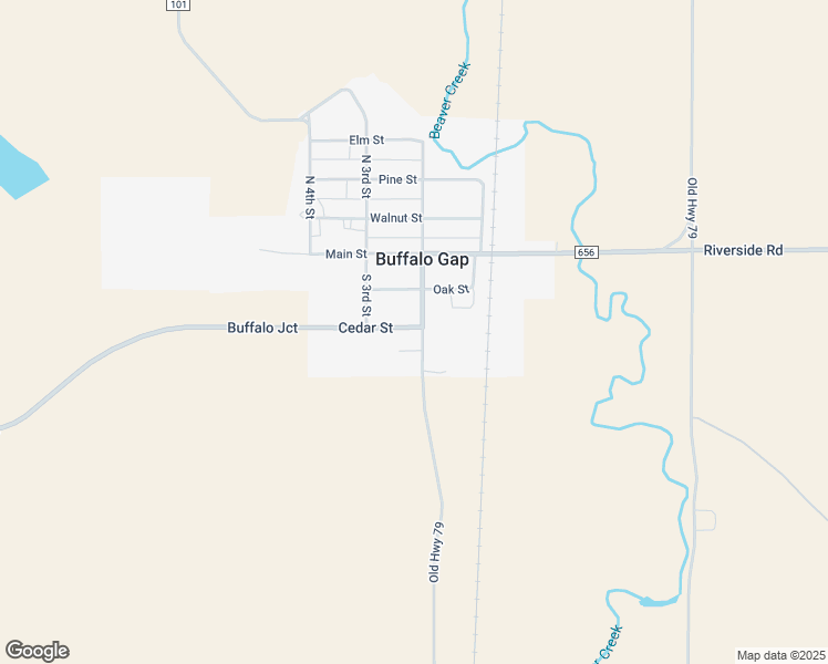 map of restaurants, bars, coffee shops, grocery stores, and more near 201 Cedar Street in Buffalo Gap