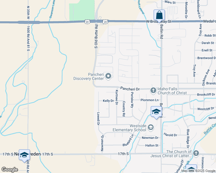 map of restaurants, bars, coffee shops, grocery stores, and more near 3000 Pancheri Drive in Idaho Falls