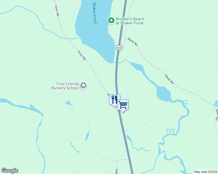 map of restaurants, bars, coffee shops, grocery stores, and more near 45 Gore Road in Alfred