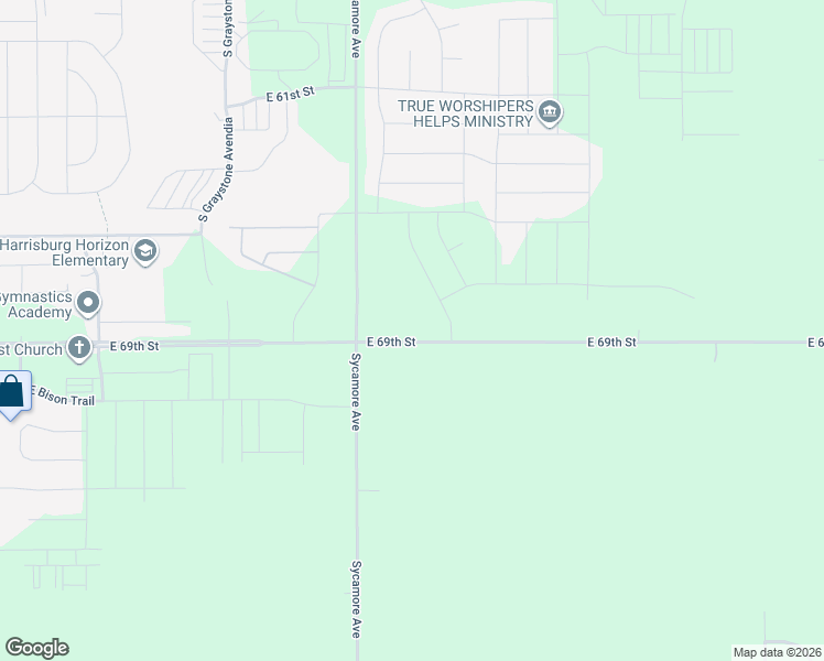 map of restaurants, bars, coffee shops, grocery stores, and more near 47704 East 69th Street in Sioux Falls
