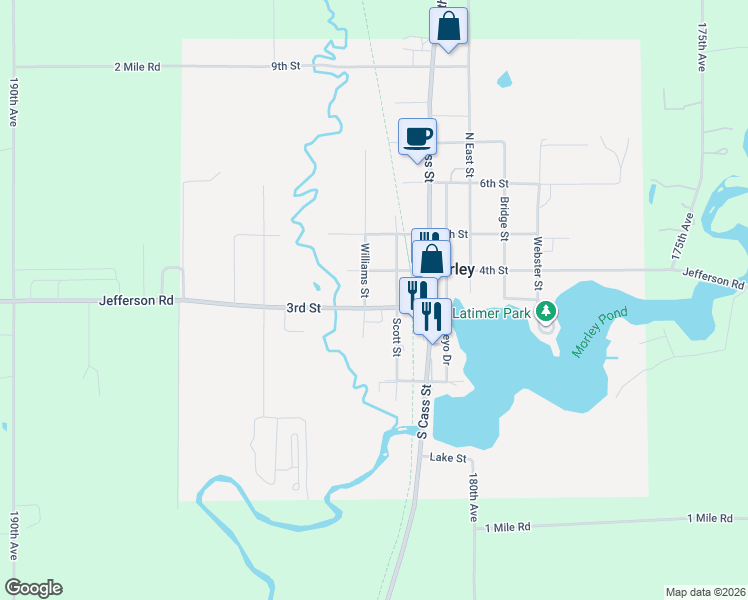 map of restaurants, bars, coffee shops, grocery stores, and more near 260 Williams Street in Morley