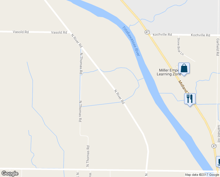 map of restaurants, bars, coffee shops, grocery stores, and more near 5555 North River Road in Freeland