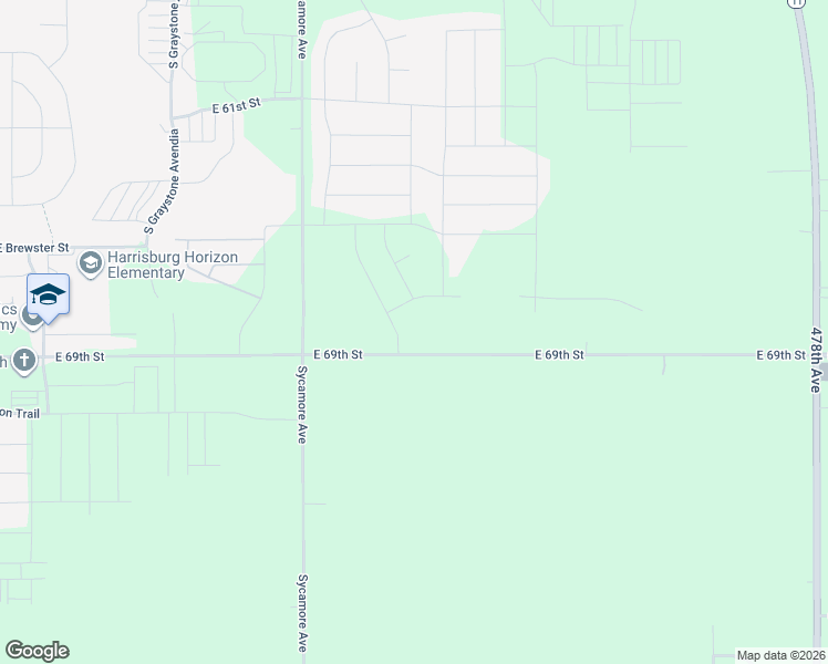 map of restaurants, bars, coffee shops, grocery stores, and more near 47719 East 69th Street in Sioux Falls