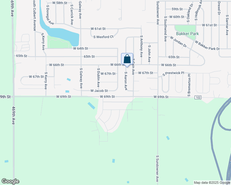 map of restaurants, bars, coffee shops, grocery stores, and more near 6913 West Jacob Street in Sioux Falls