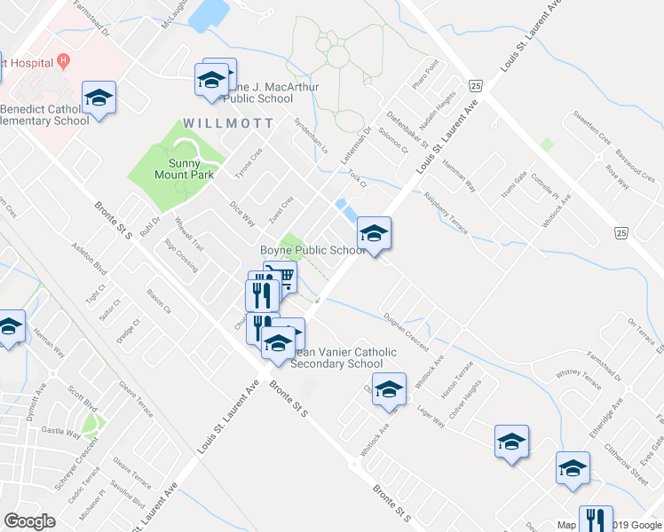 map of restaurants, bars, coffee shops, grocery stores, and more near 475 Cavanagh Lane in Milton