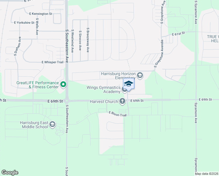 map of restaurants, bars, coffee shops, grocery stores, and more near 3612 East Siasconset Place in Sioux Falls