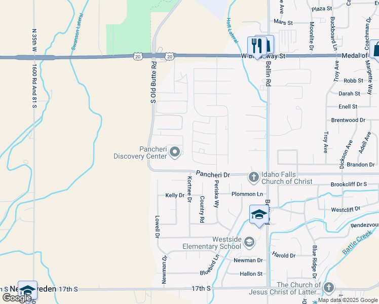 map of restaurants, bars, coffee shops, grocery stores, and more near 3000 Pancheri Drive in Idaho Falls