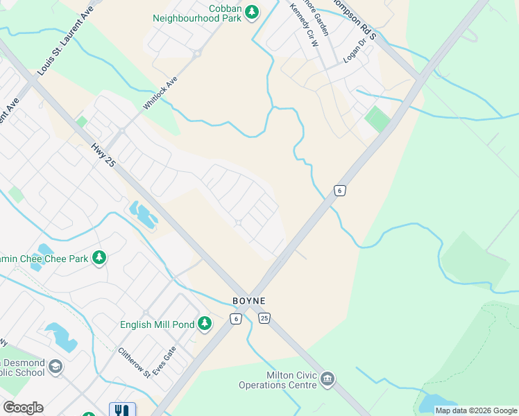 map of restaurants, bars, coffee shops, grocery stores, and more near 1541 Hilson Heights in Milton